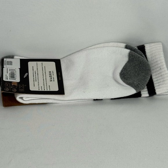 Vans Men’s White Casual Crew Socks with grey and black stripes - Picture 4 of 6